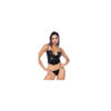 Ensemble sexy 2 pièces noir en similicuir avec bustier à armatures 